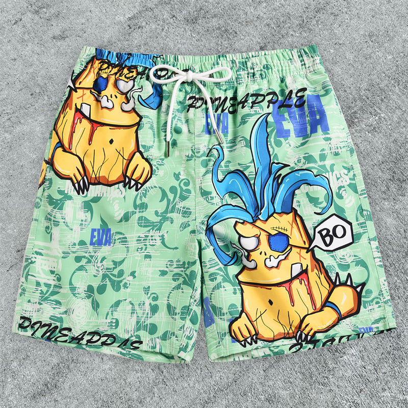 Cartoon Pattern Casual Outdoor Beach Swimming Trunks