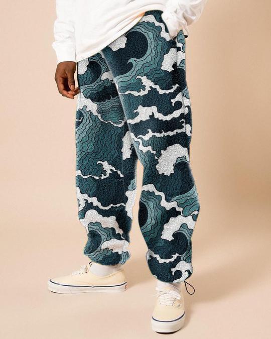 Casual printed fleece trousers