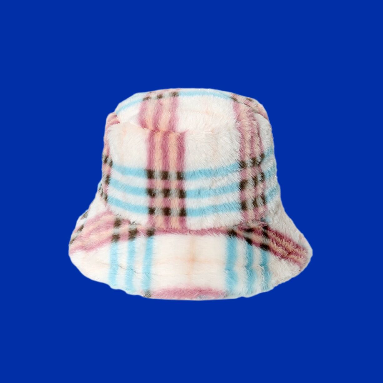 Warm Plush Gradient Color Stripe Bucket Hat