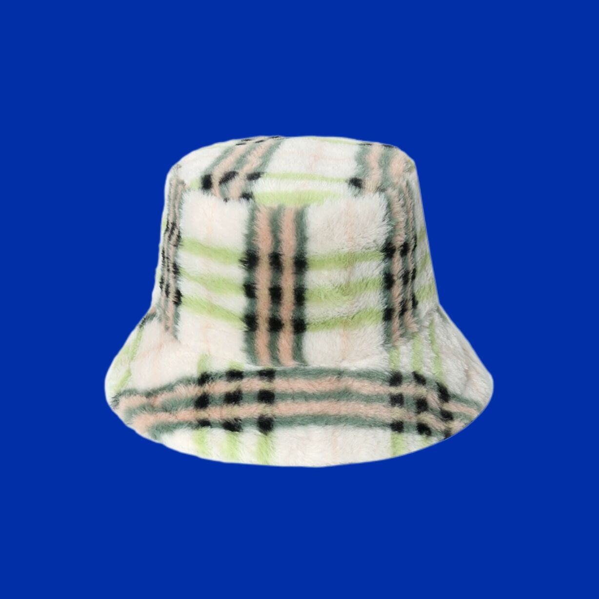 Warm Plush Gradient Color Stripe Bucket Hat