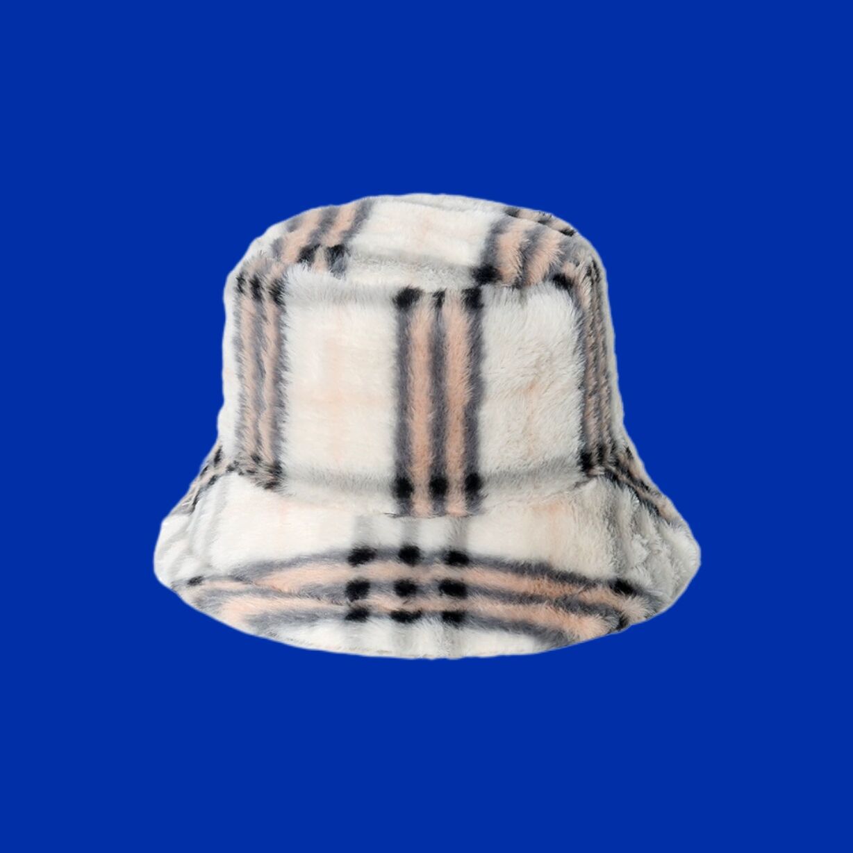 Warm Plush Gradient Color Stripe Bucket Hat