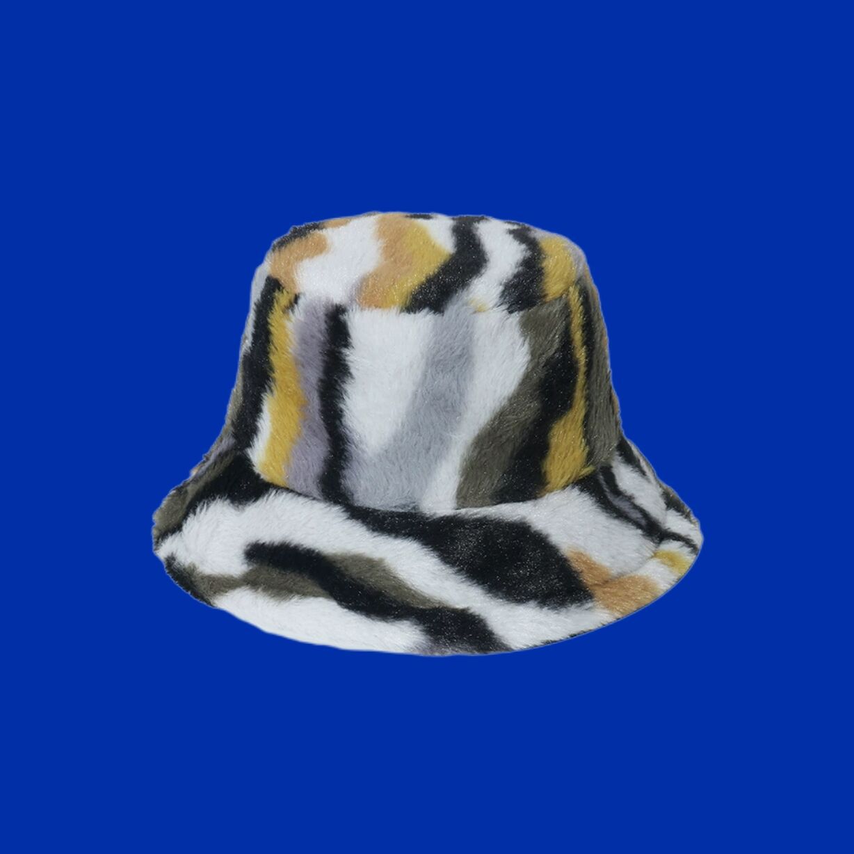 Warm Plush Gradient Color Stripe Bucket Hat