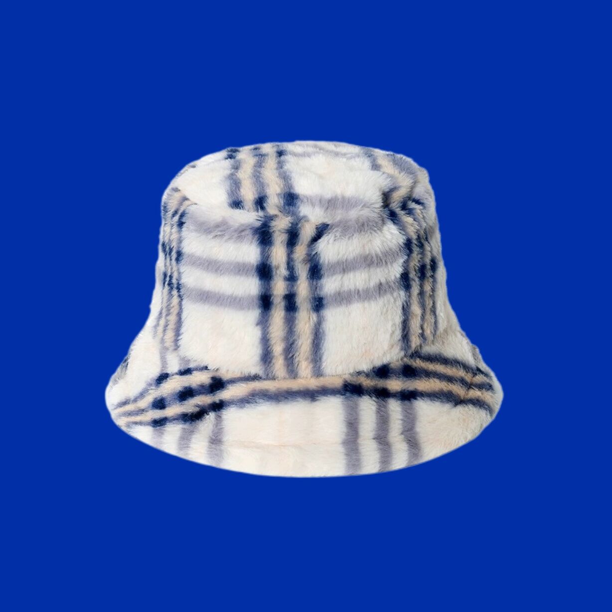 Warm Plush Gradient Color Stripe Bucket Hat