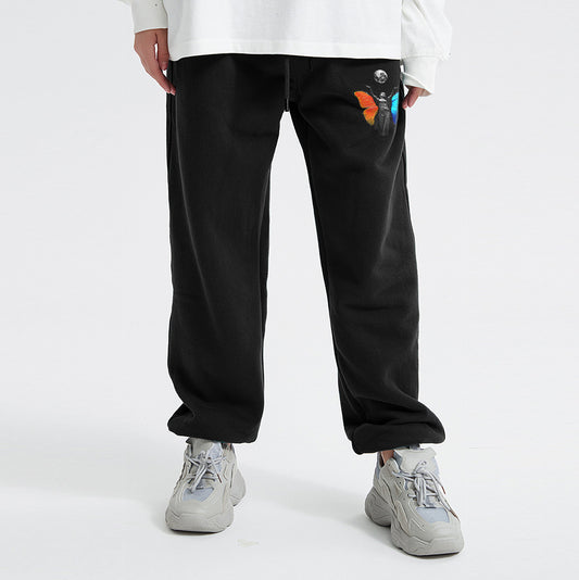 Retro Contrast Casual Plush Street Trousers