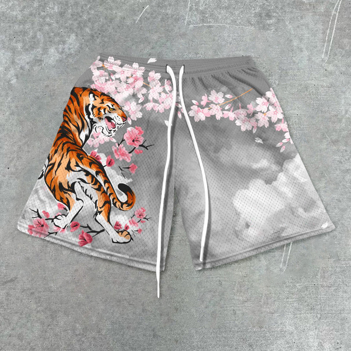 Art Trend Tiger Print Mesh Shorts