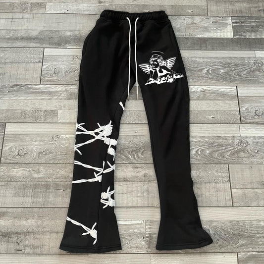 Fashion personality angel thorn casual flared trousers