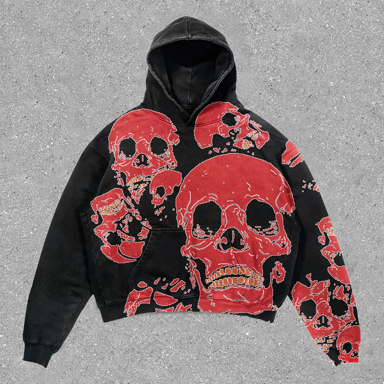 Fashion statement skull print hoodie