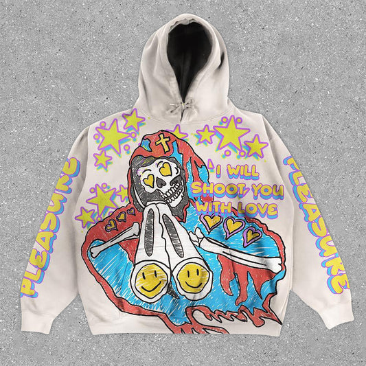 Chic Casual Preppy Print Skull Long Sleeve Print Hoodie