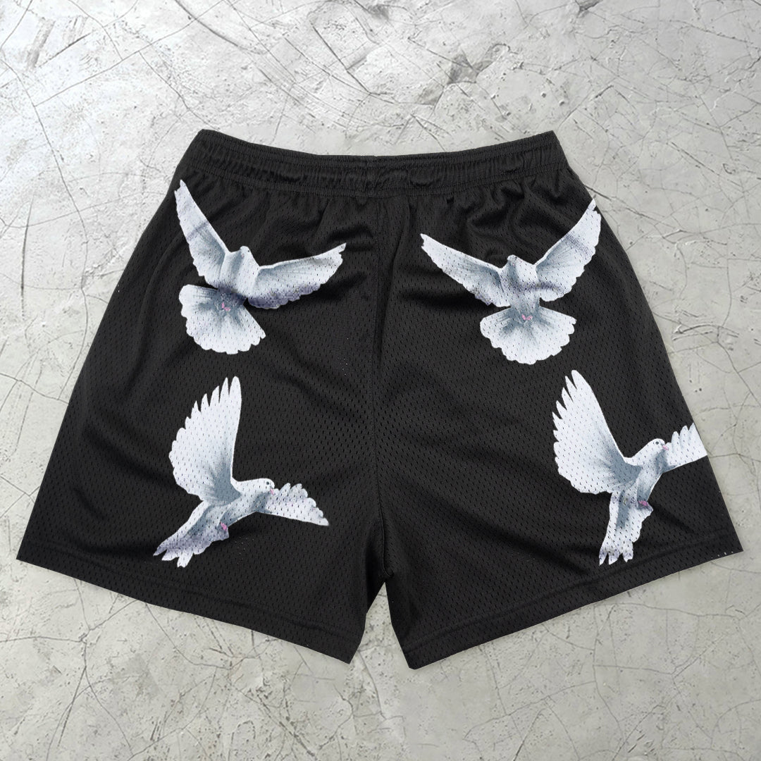 Vintage Peace Dove Casual Print Street Shorts