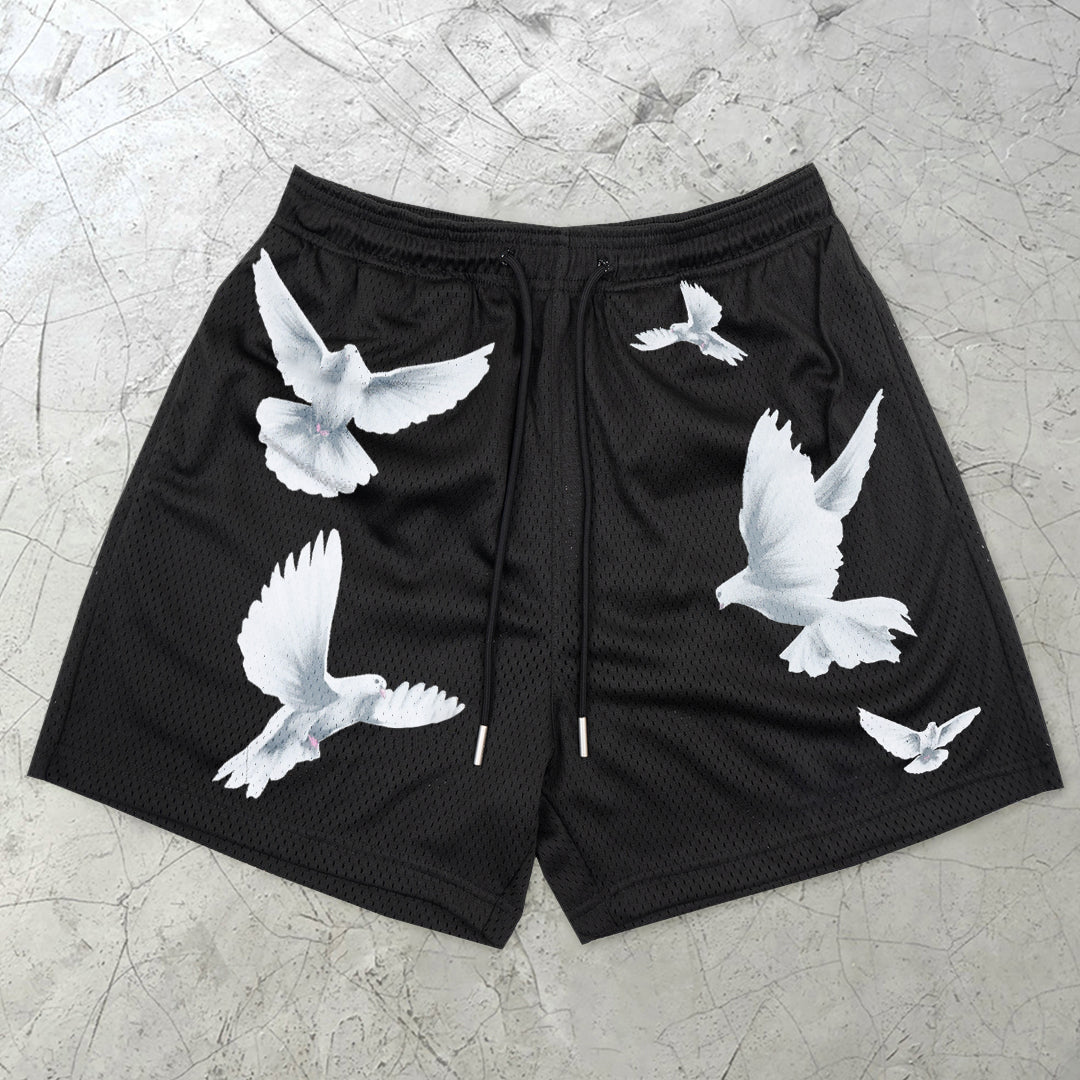 Vintage Peace Dove Casual Print Street Shorts