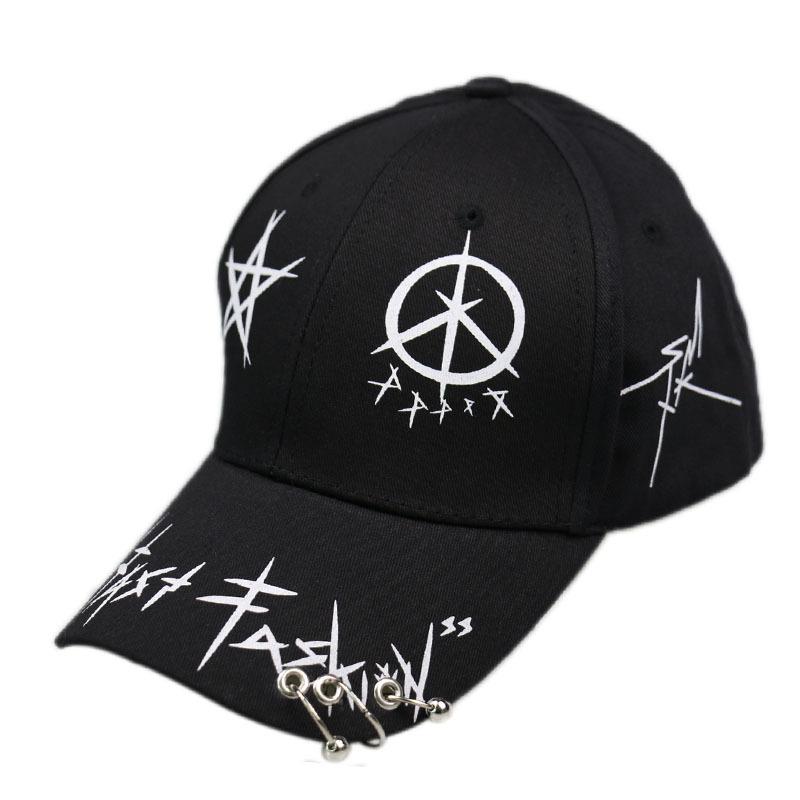 Graffiti five-pointed print hip-hop hoop iron bead cap