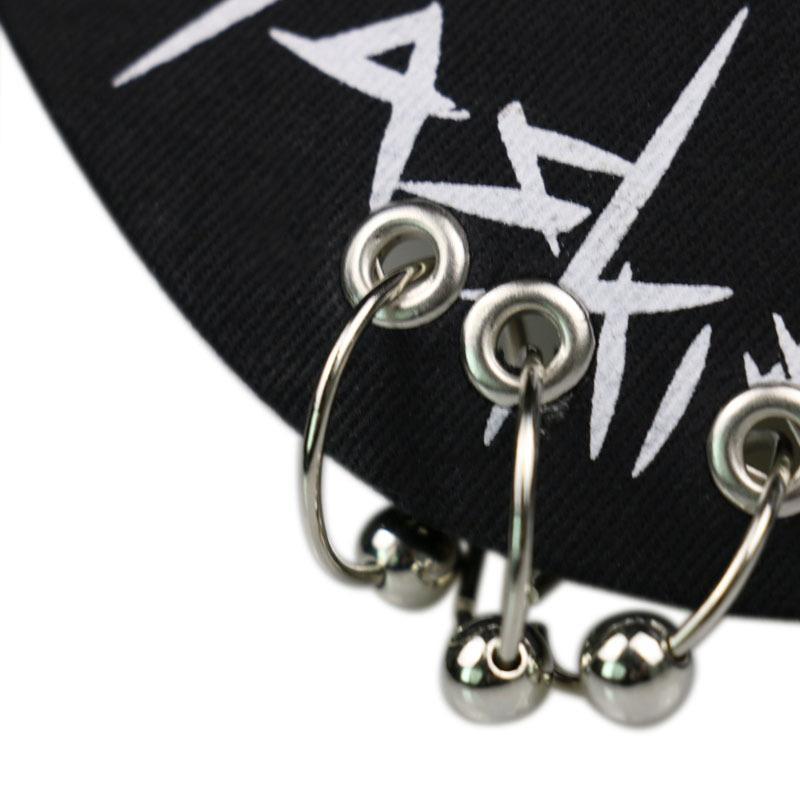 Graffiti five-pointed print hip-hop hoop iron bead cap