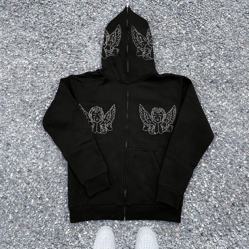 Fashion street style angel hot rhinestone sweatshirt