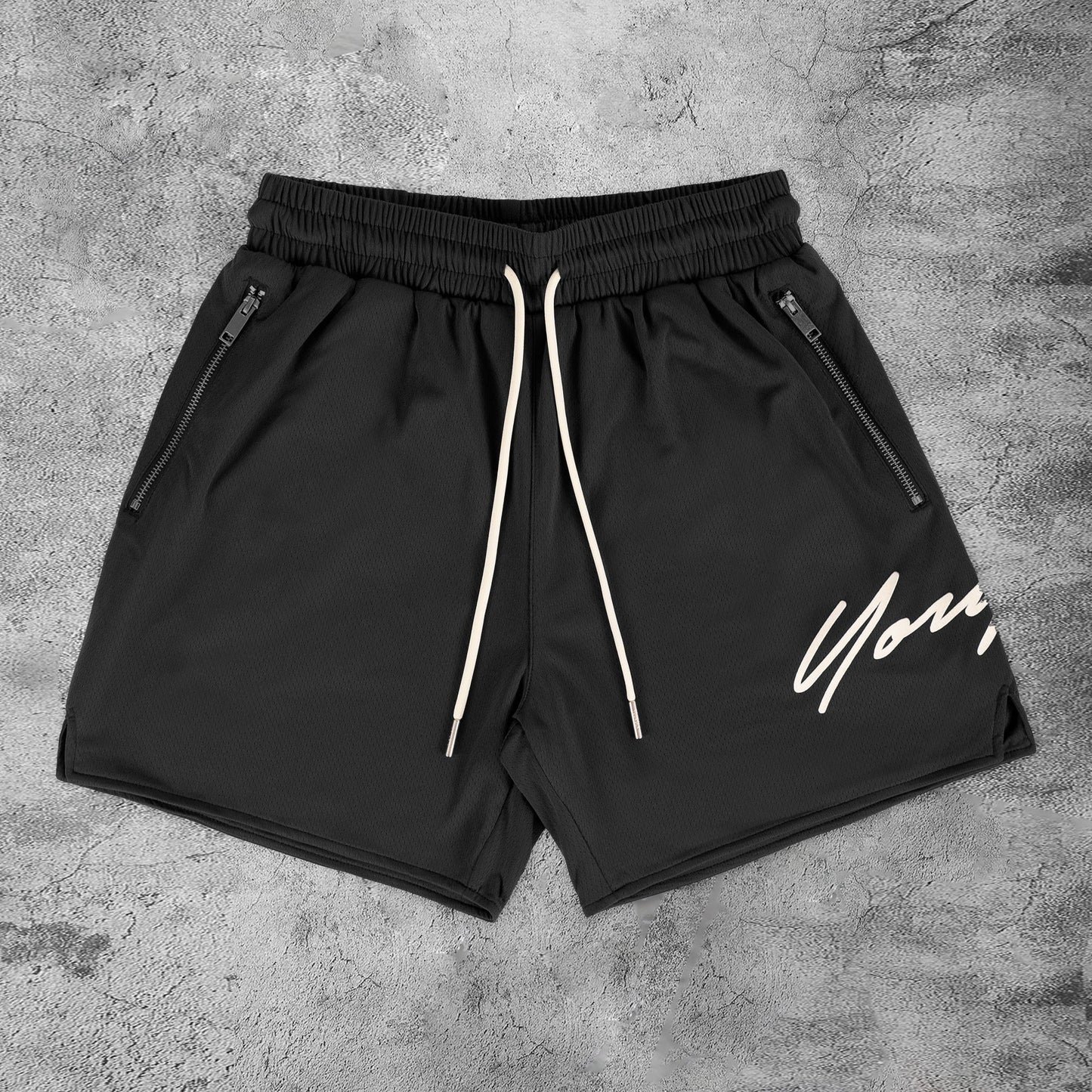 Casual retro street sports zipper temperament shorts