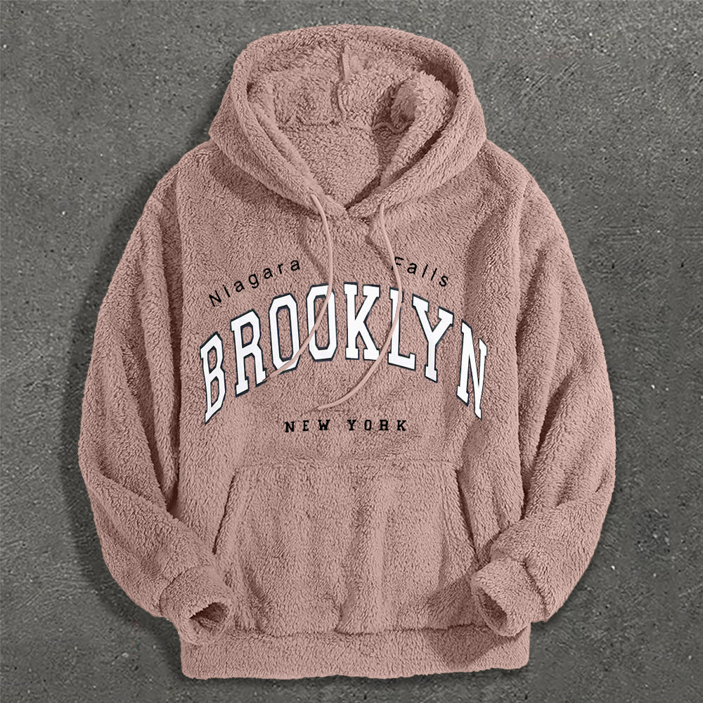 Casual Letters Print Plush Hoodies