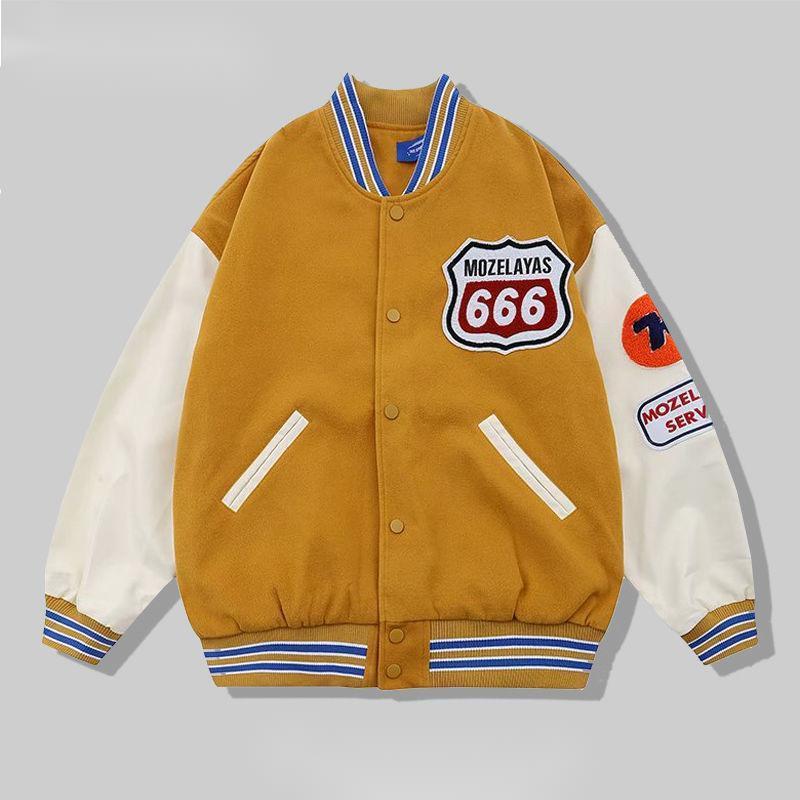 Stitching baseball uniform Hong Kong style loose retro casual trendy jacket