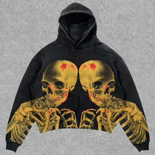 skull print vintage hoodie