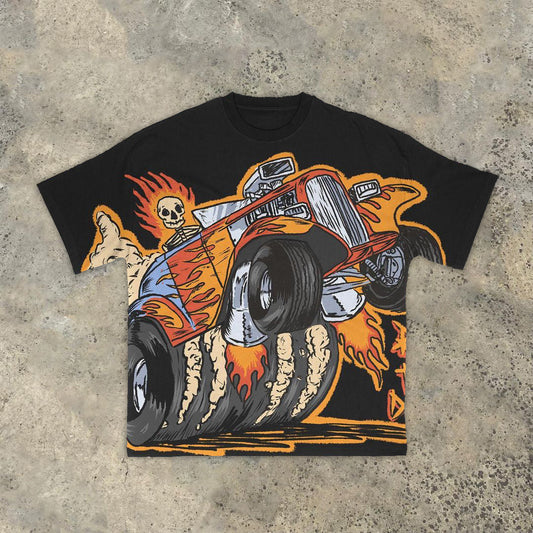 Truck Print Hip Hop Street Short Sleeve T-Shirt