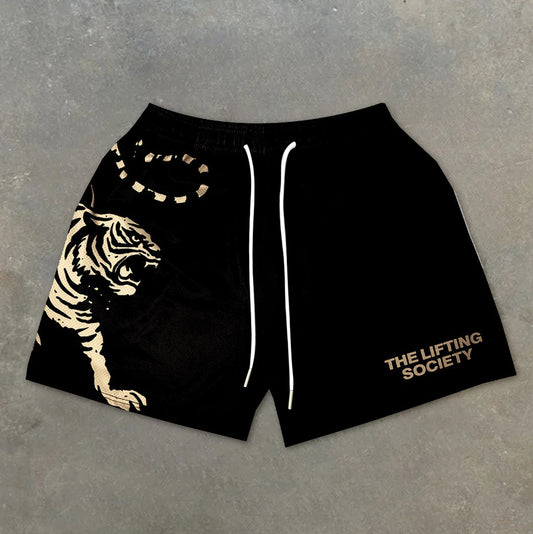 Casual Tiger Print Stretch Shorts