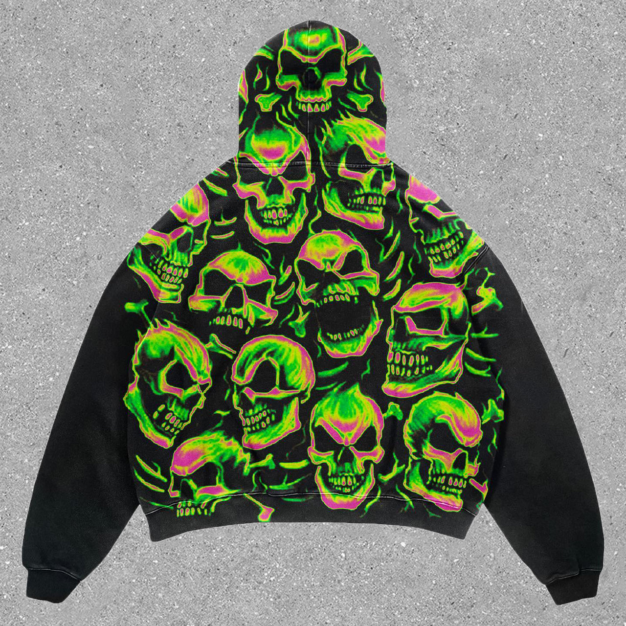 statement street style skull print hoodie