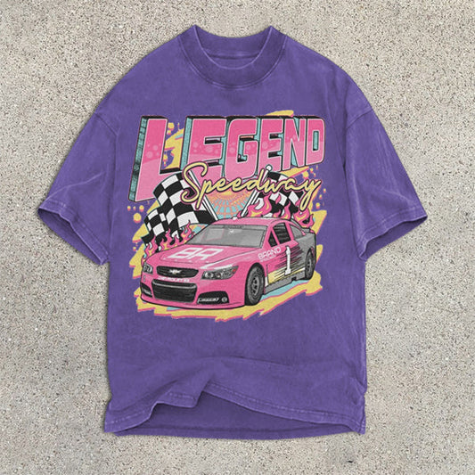 Casual Racing Graphic Print Short Sleeve T-shirt