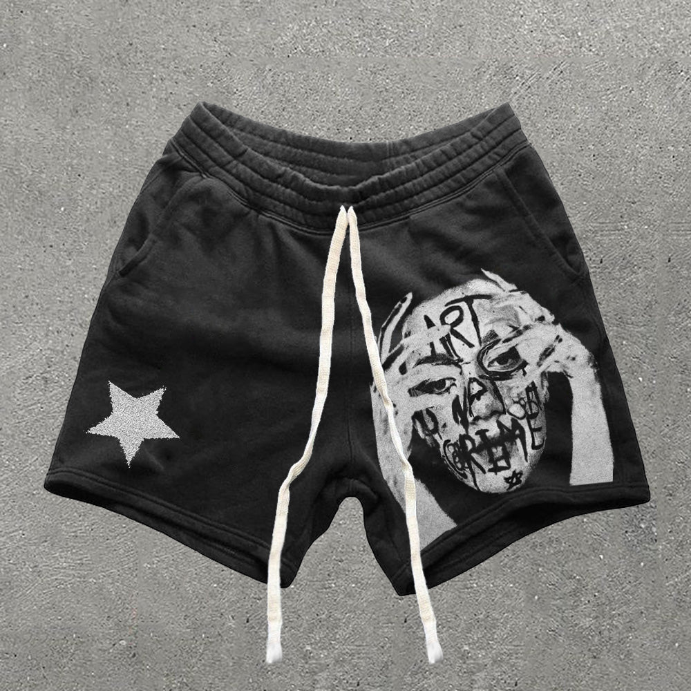 Casual Characters Pentagram Print Shorts