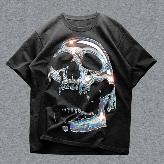 Casual Skull Print Short Sleeve T-shirt