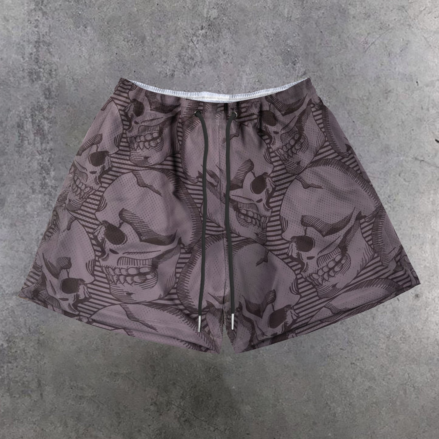 Street Vintage Skull Mesh Shorts