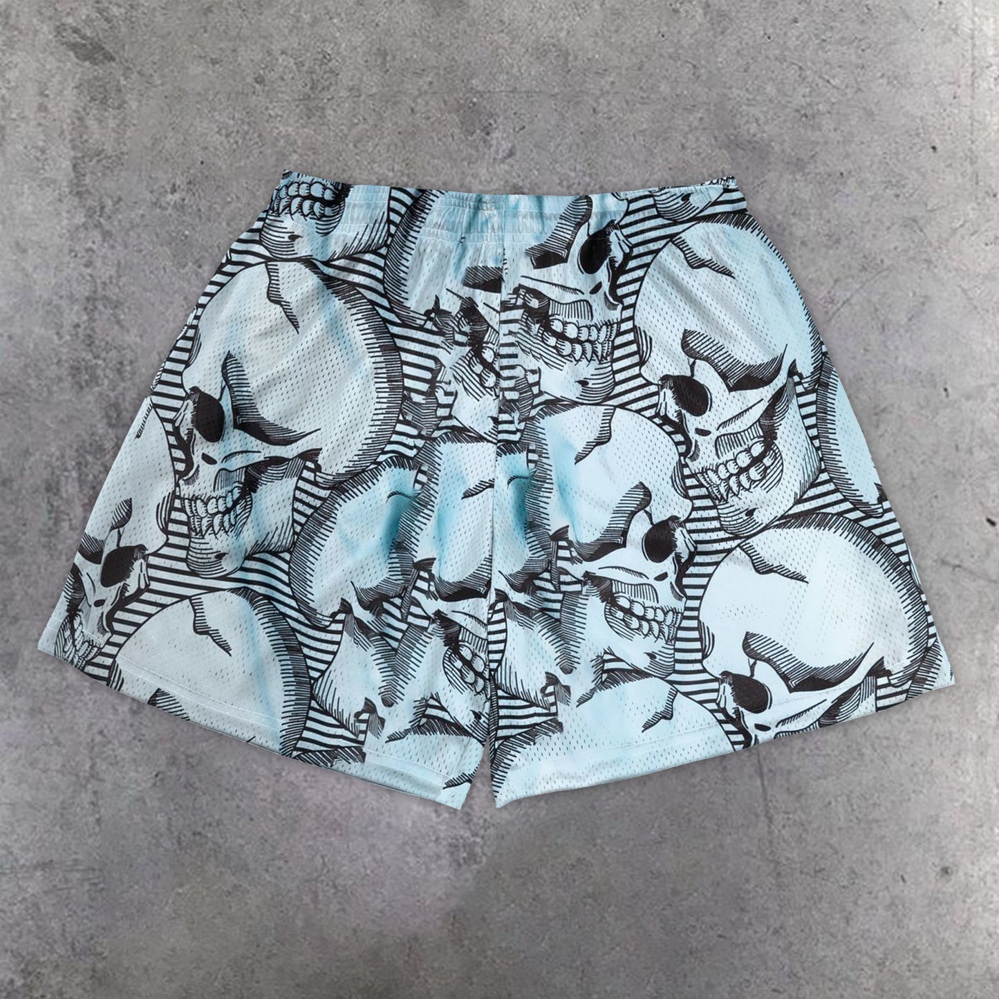 Street Vintage Skull Mesh Shorts