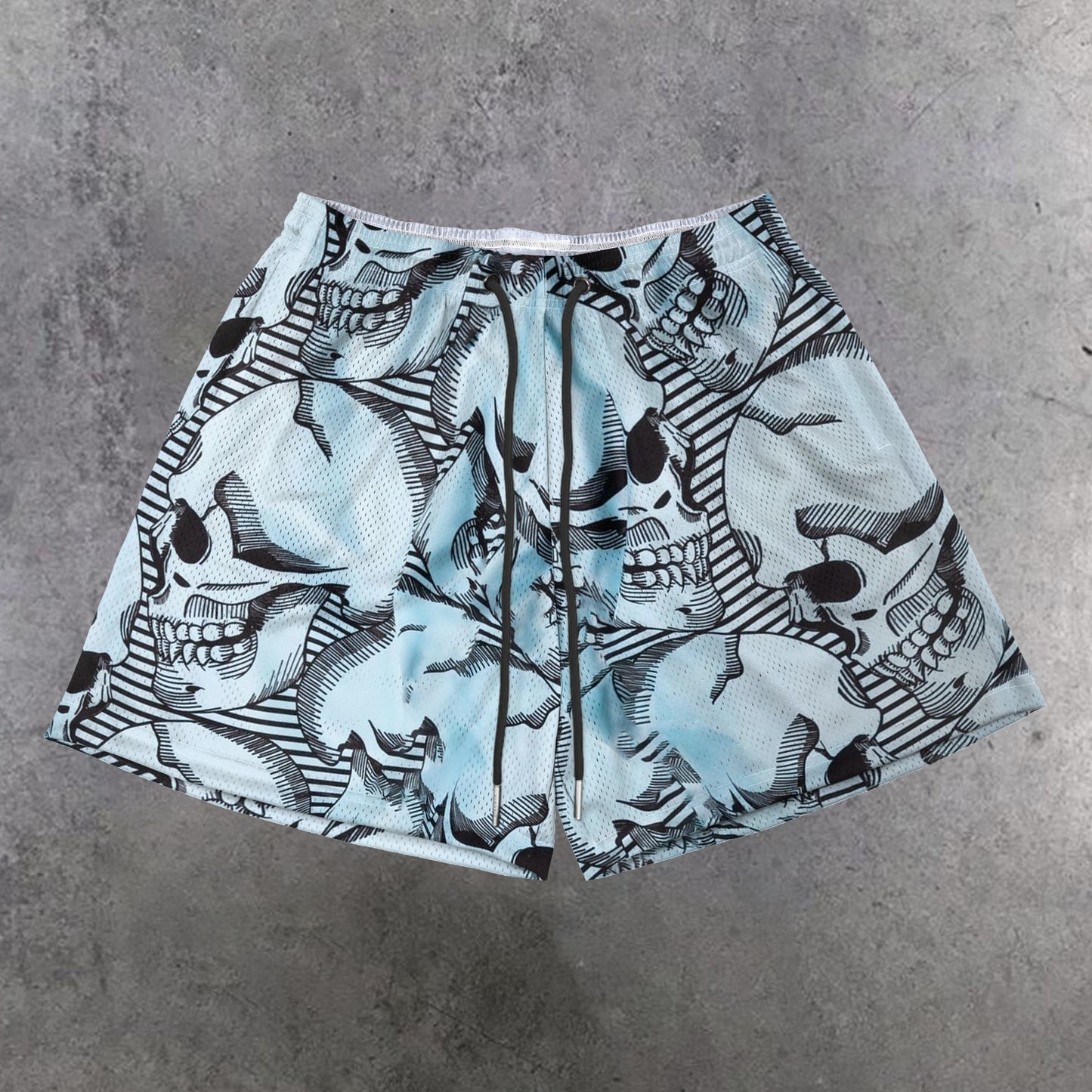 Street Vintage Skull Mesh Shorts