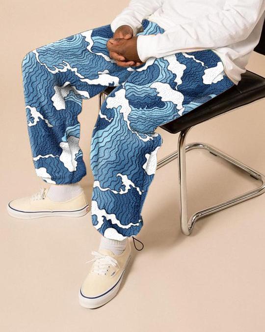 Casual printed fleece trousers