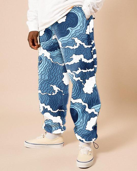 Casual printed fleece trousers