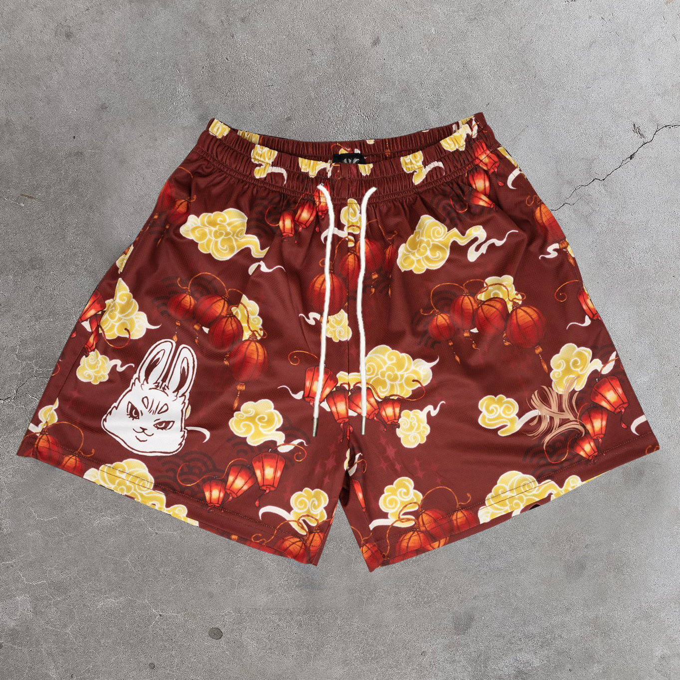 Stylish Retro Bunny Print Stretch Shorts