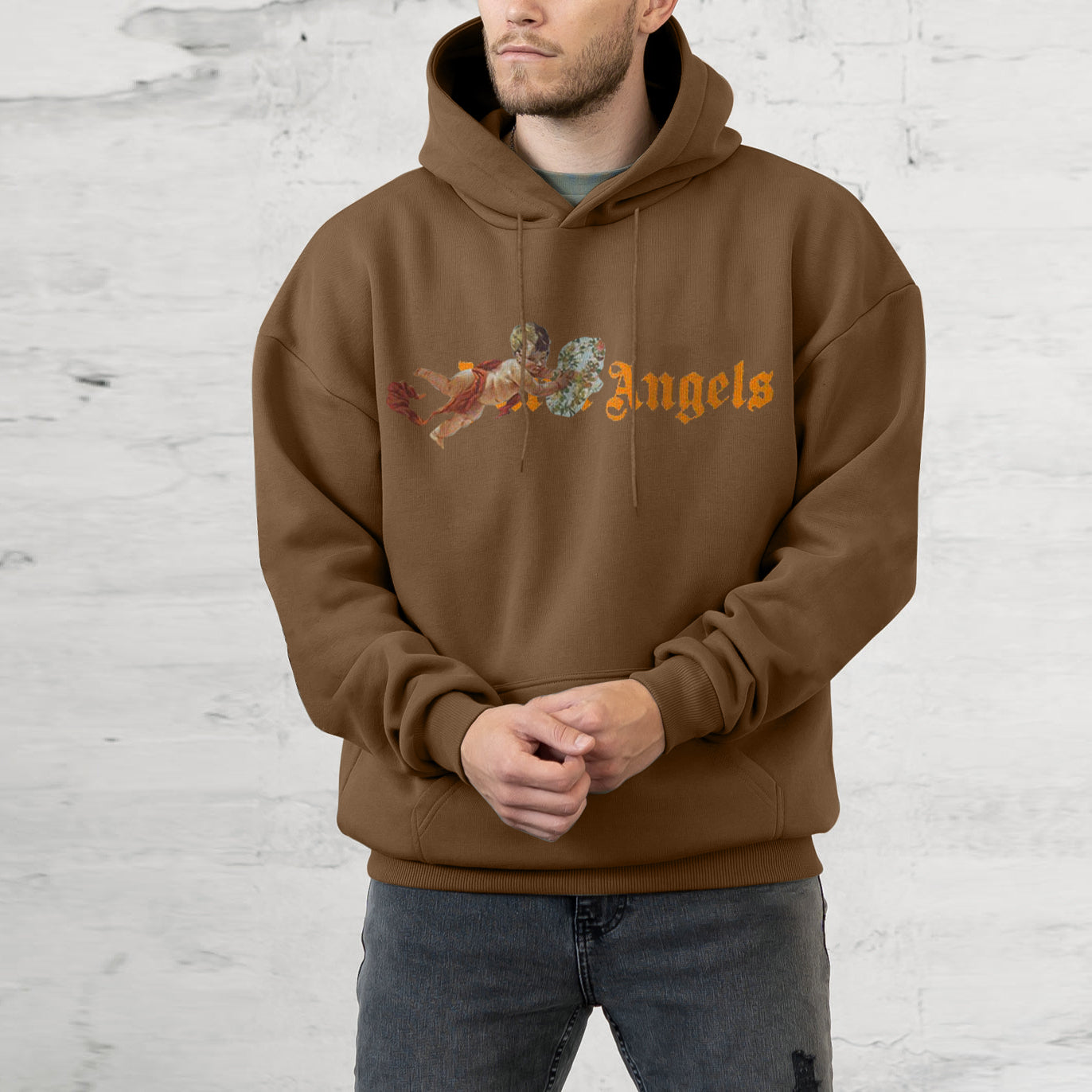 Retro Casual Street Angel Print Hoodie