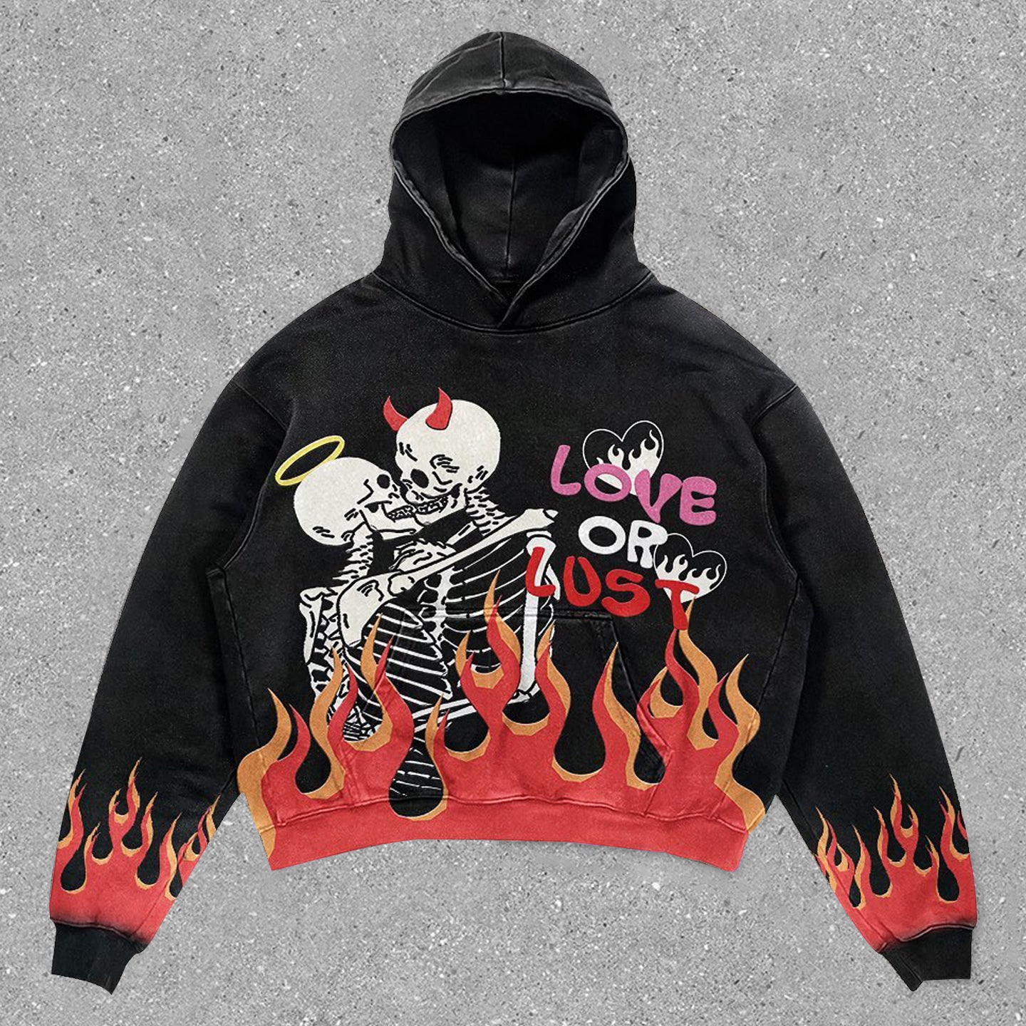 Skull Vintage Long Sleeve Print Hoodie