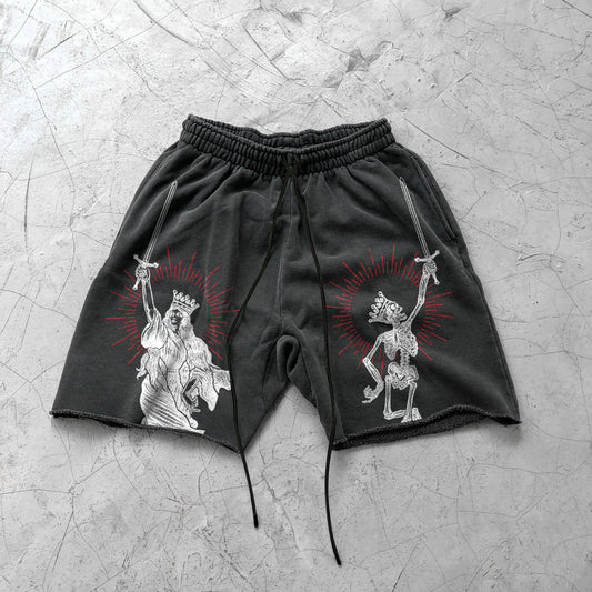 Vintage Skull Print Lounge Shorts