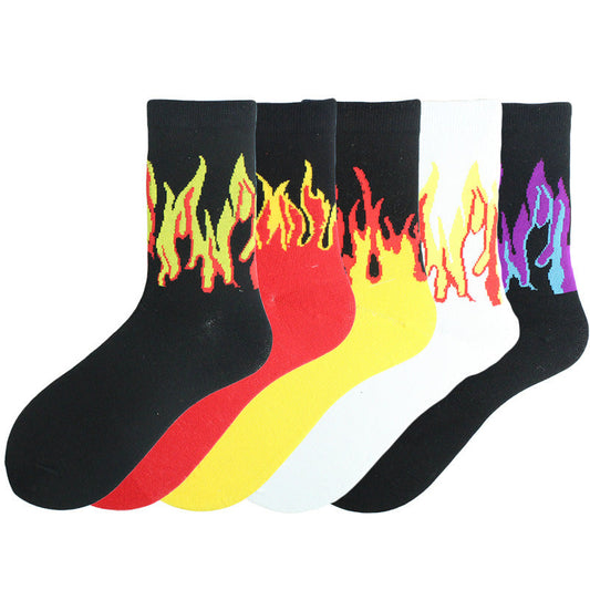 Flame Street Hip Hop Skateboard Mid Tube Cotton Socks Couple Socks