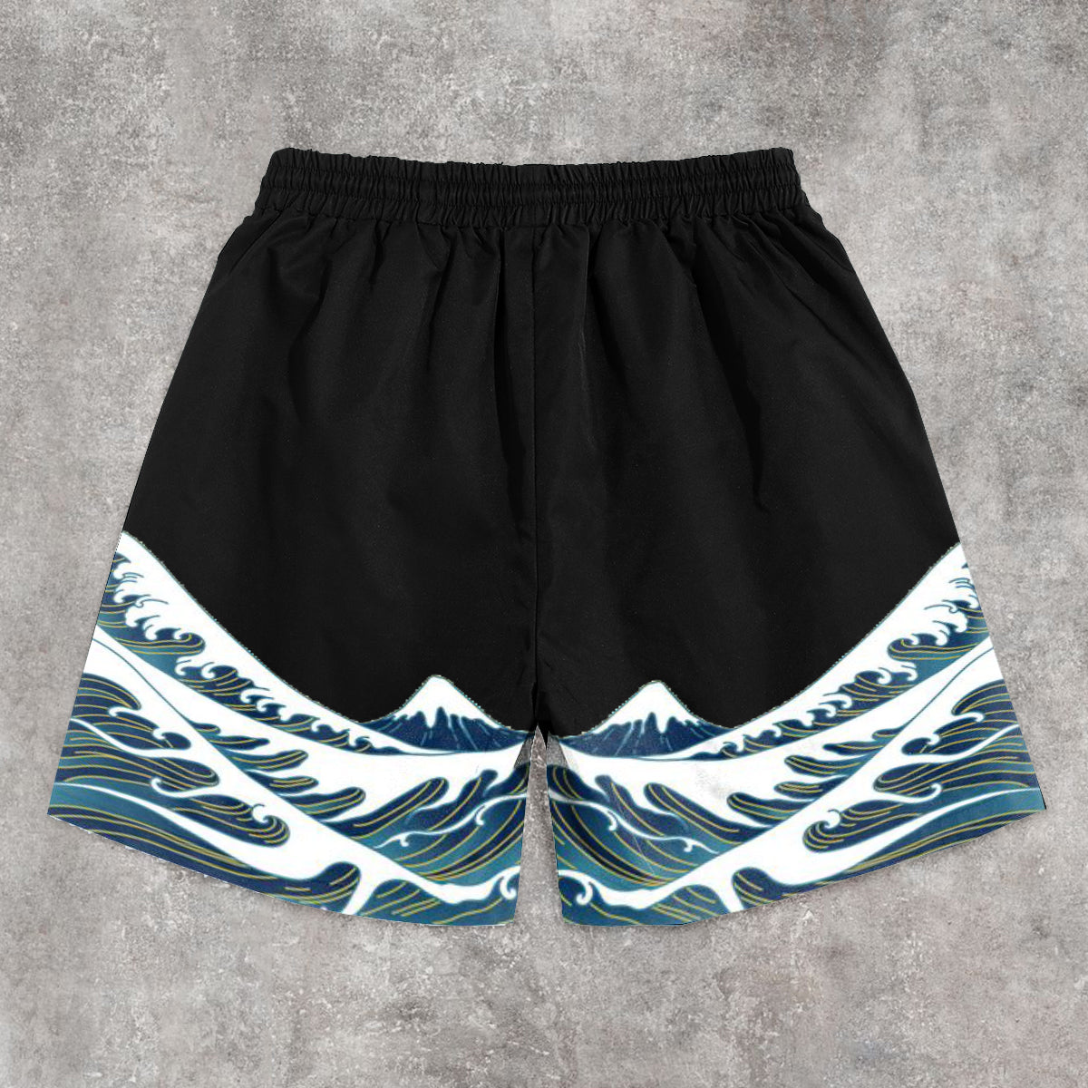 Navy Japanese Print Street Shorts