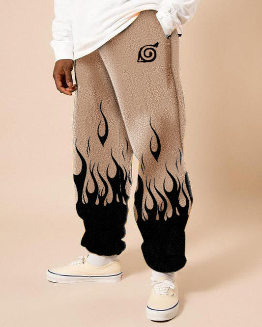 Vintage Naruto print polar fleece trousers