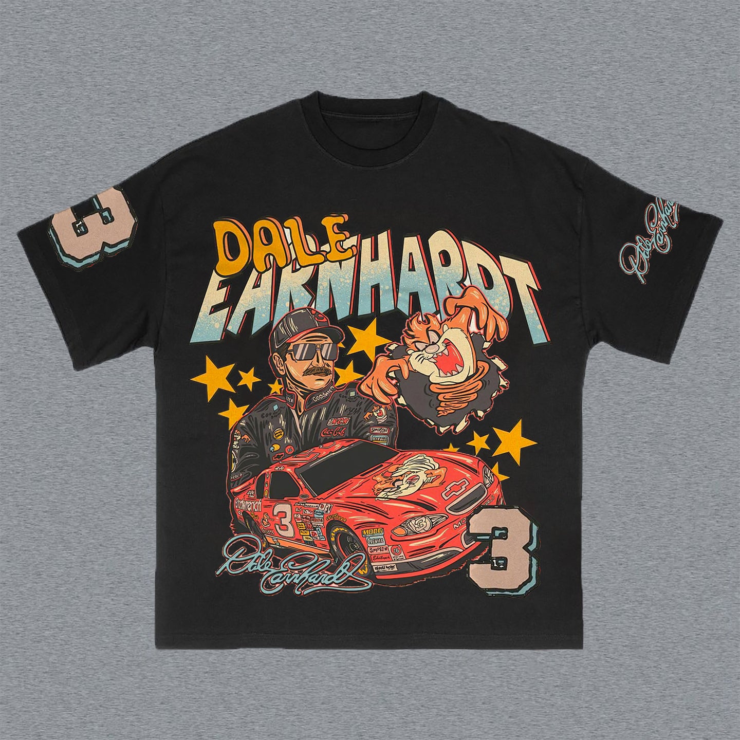 Cartoon & Car Print Short Sleeve T-Shirt