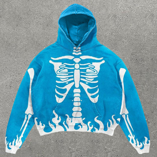 Ribs Print Long Sleeve Hoodie