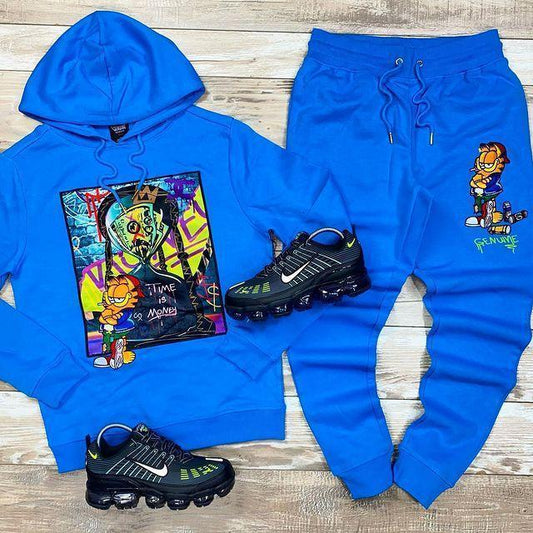 Hip-hop fashion printed hoodie sweatpants suit