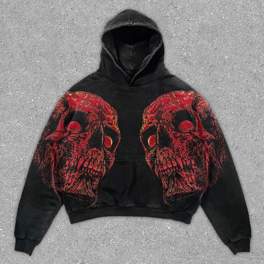 Sleek Street Style Skull Print Hoodie