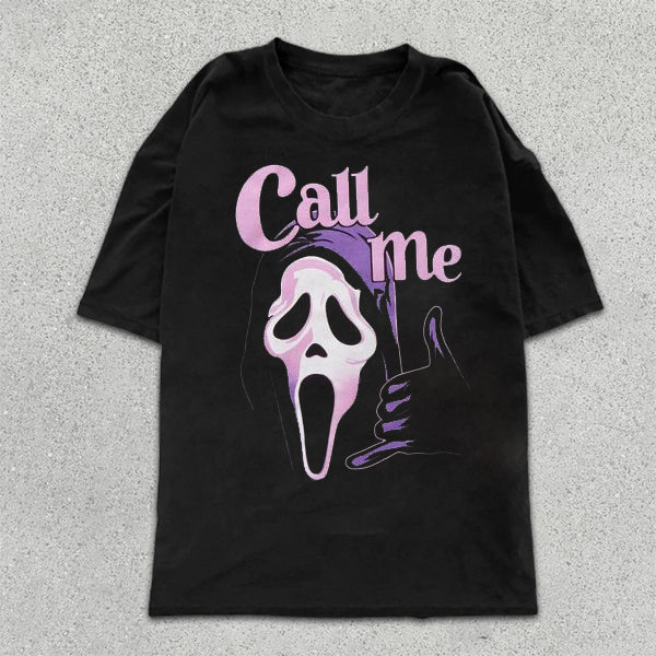 Mask Ghost Print Short Sleeve T-Shirt