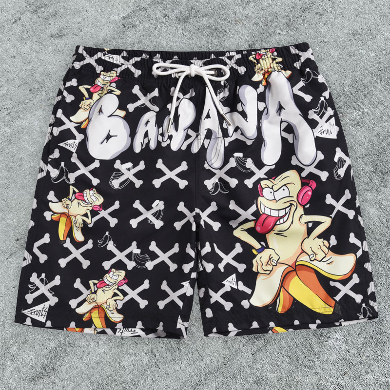 Happy Banana Print Board Shorts