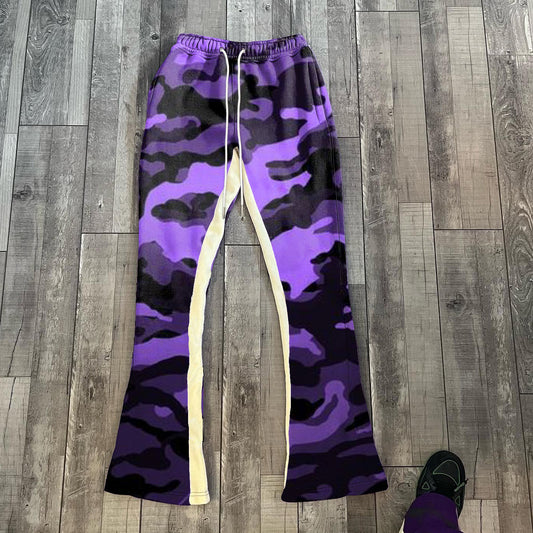 Retro Street Style Printed Camouflage Flared Pants