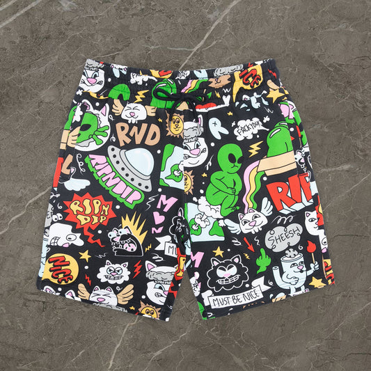 Hip Hop Cartoon Print Board Shorts