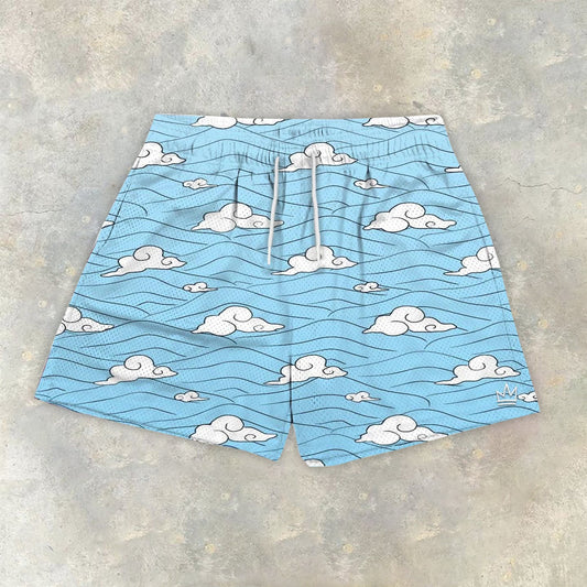 Casual preppy printed track shorts