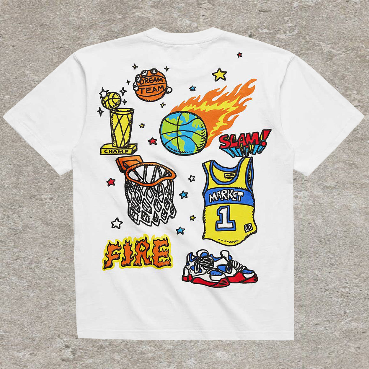 Personalized flame basketball print short-sleeved T-shirt