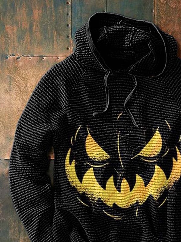 Casual Halloween Horror Smiley Print Hoodie